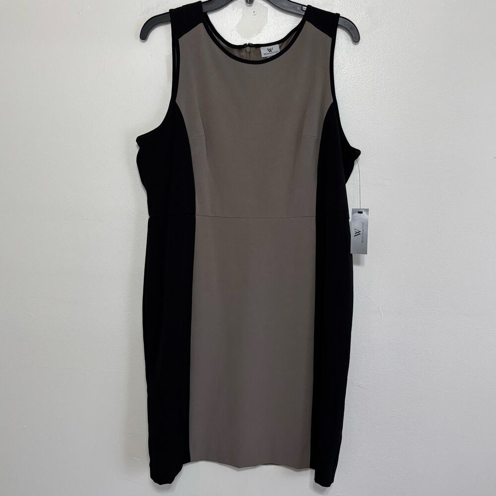 Worthington Tan Black Colorblock Shift Dress NWT Size 14
